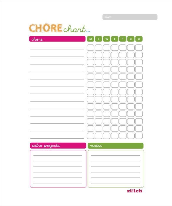 Weekly Chore Chart Template 11 Free Word Excel PDF