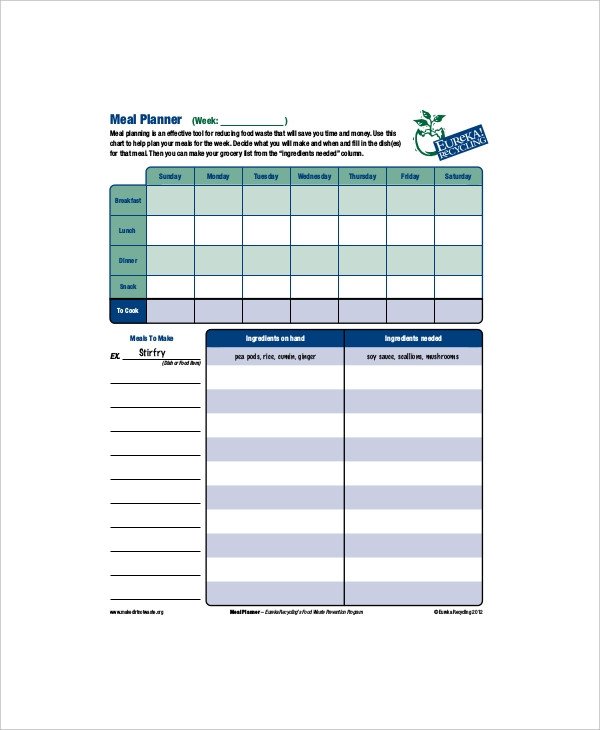 8 Daily Meal Planner Templates Free Sample Example