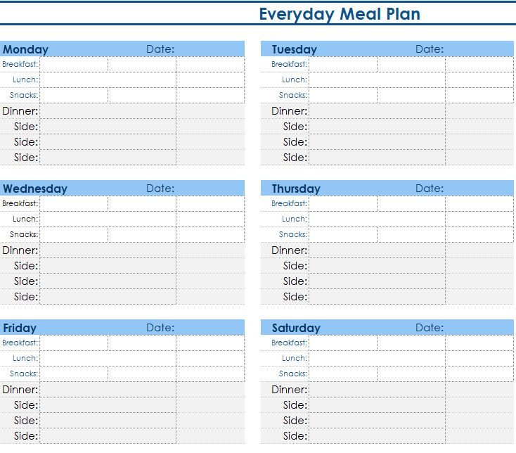 Daily Meal Planner My Excel Templates