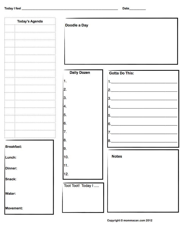 Free Printable Daily Agenda with Doodle Spot and Daily