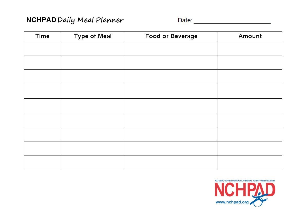 NCHPAD Daily Meal Planner Template NCHPAD Building