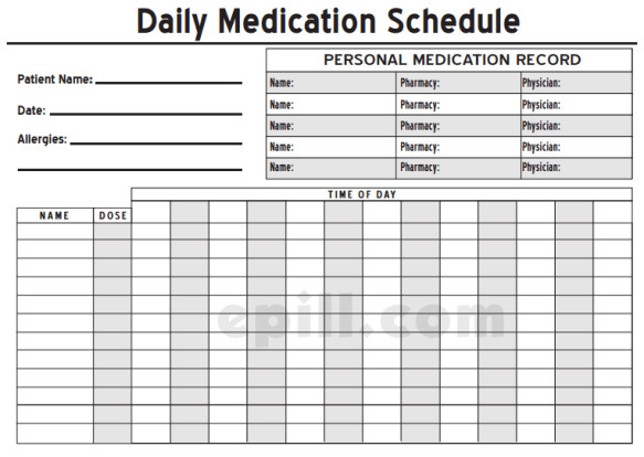 6 Medication Intake Schedule Templates – Word Templates