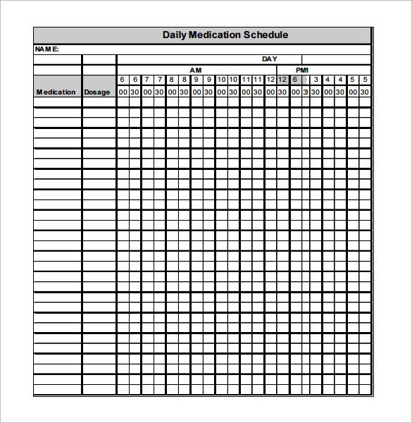 Medication Schedule Template 14 Free Word Excel PDF