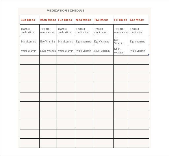 Medication Schedule Template 14 Free Word Excel PDF