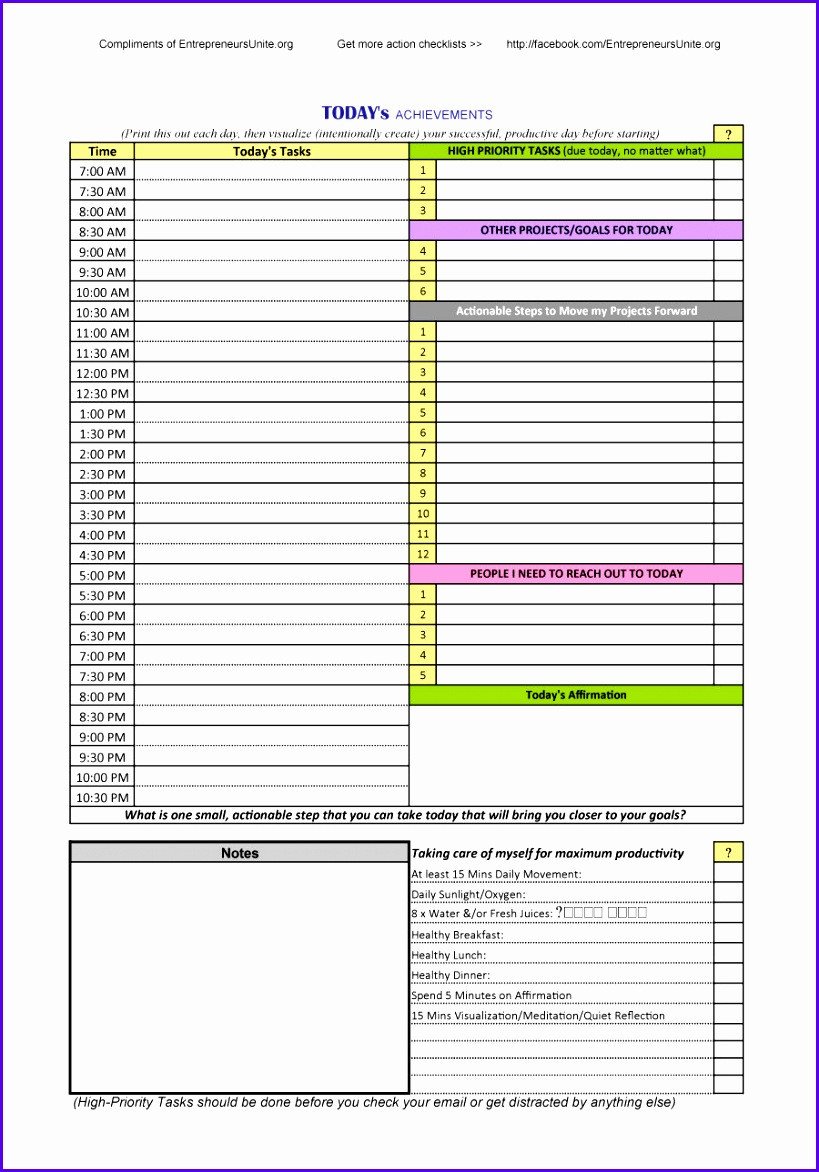 10 Excel Daily Planner Template ExcelTemplates