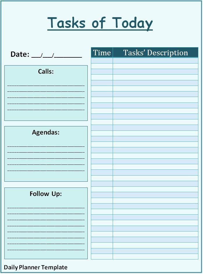 Daily Schedule Template Word