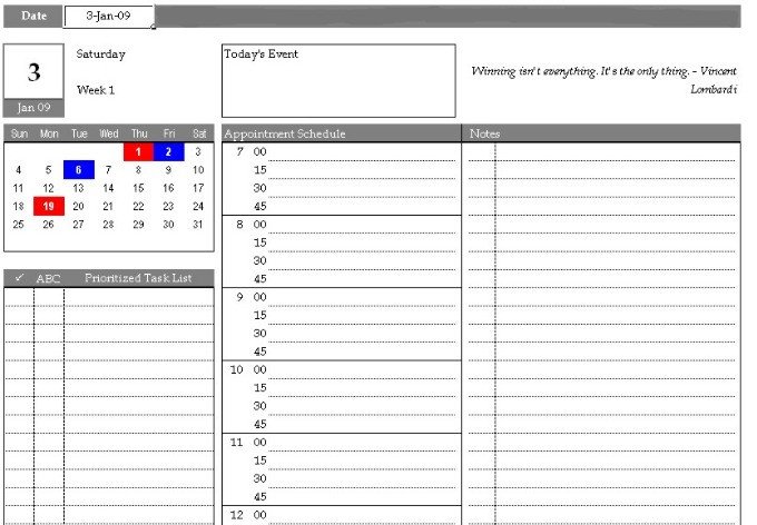 Personal Daily Planner Template Excel Templates