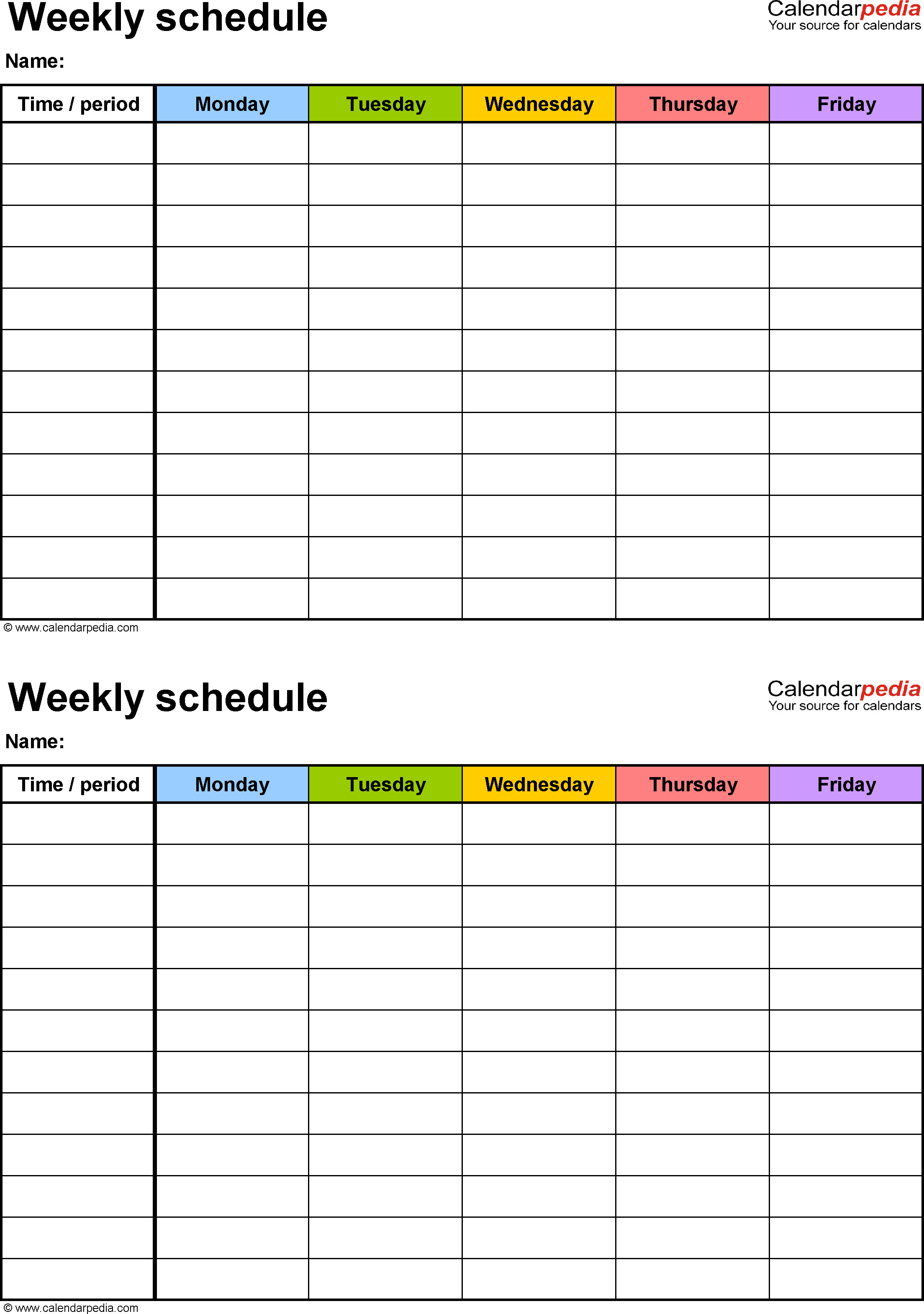 Weekly schedule template for Excel version 3 2 schedules