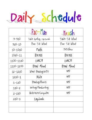 Printable Daily Routine Schedule Template Clipart