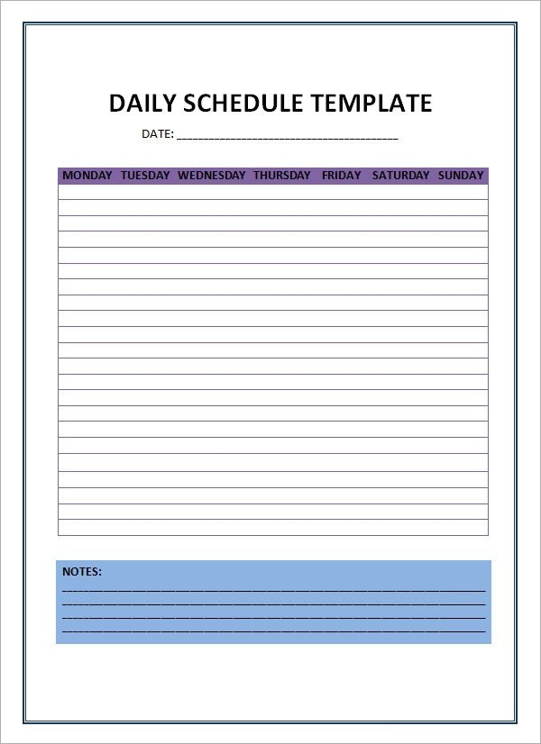 24 Printable Daily Schedule Templates PDF Excel Word