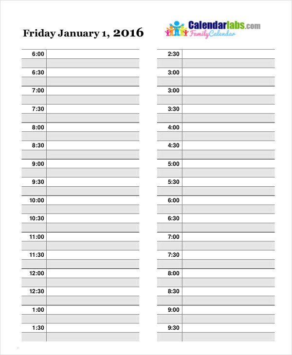 Daily Calendar Free PDF Word Documents Download