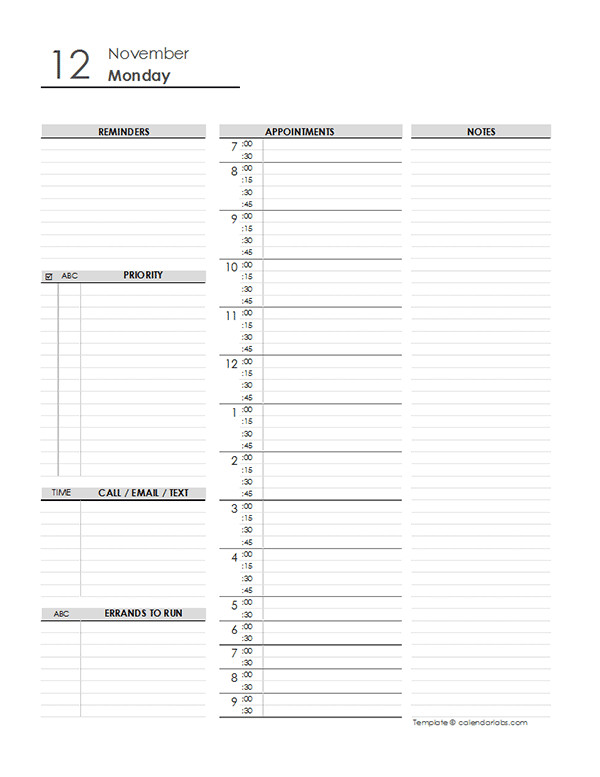 Daily Schedule Planner Template Free Printable Templates