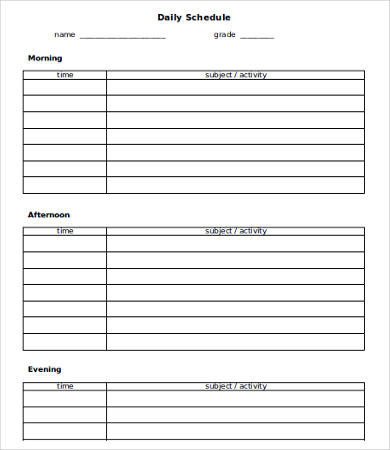 Daily Schedule Template Printable 9 Free Word PDF