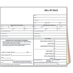 Auto Dealer Forms Vehicle Appraisal Forms Car Bill of
