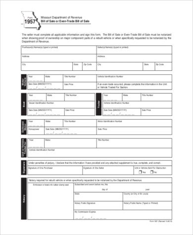 Bill of Sale Form Sample 11 Free Documents in Word PDF