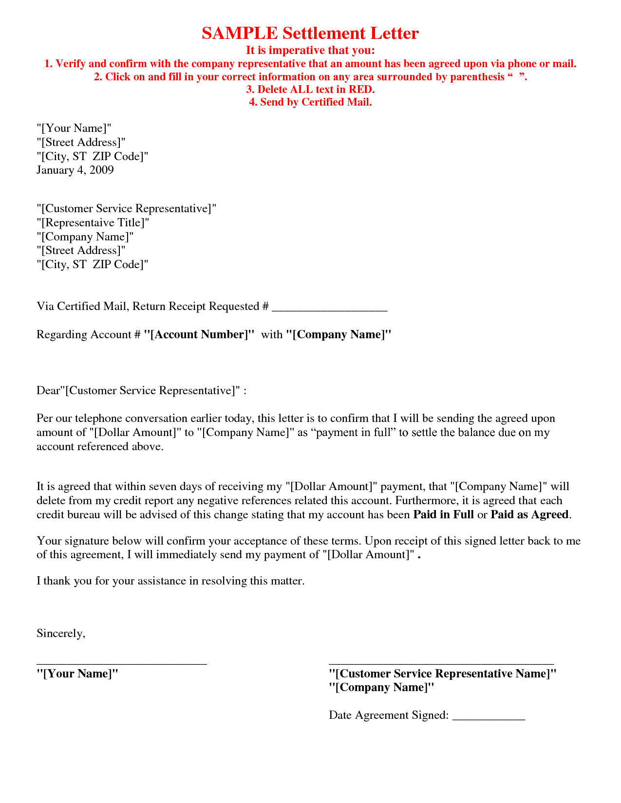 Picture 5 of 17 Debt Settlement Agreement Letter