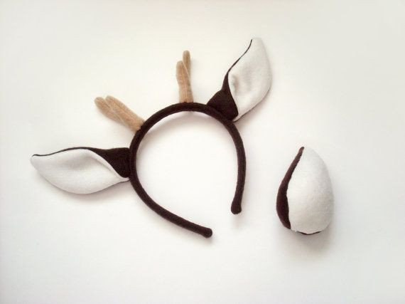 Deer Costume Set Brown Ears with Antlers Headband and