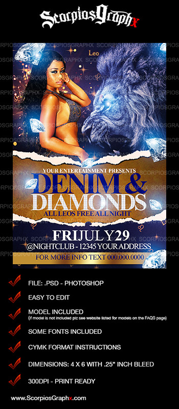 21 of Diamonds Denim Event Flyers Template