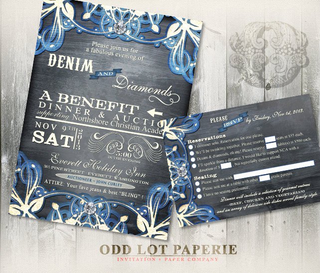Denim and Diamonds Event Invitation and RSVP Printable Party