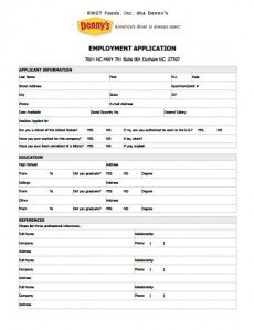 Dennys Application line Job Employment Form