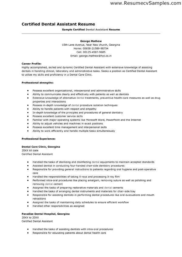 Best Resume Examples For Dental Assistants The resume is