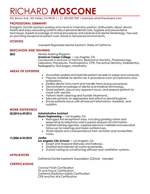 Dental Assistant Resume Examples