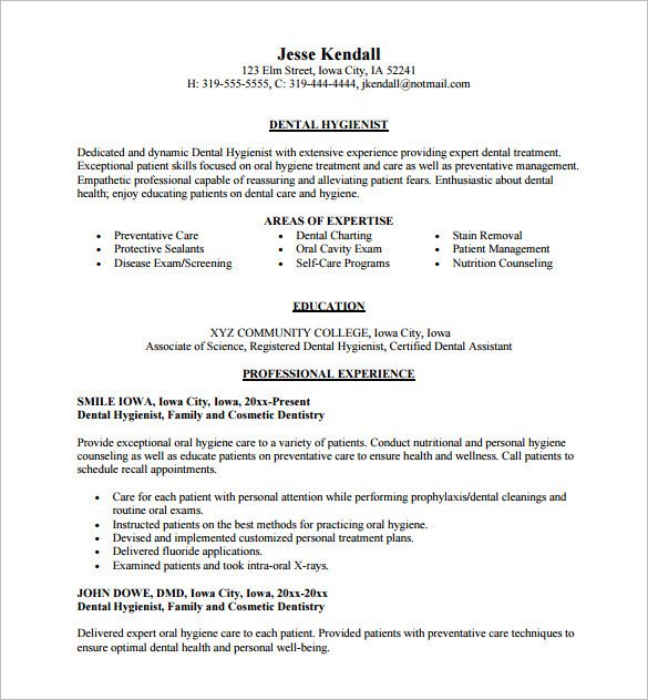 Dental Assistant Resume Template 5 Free Word Excel