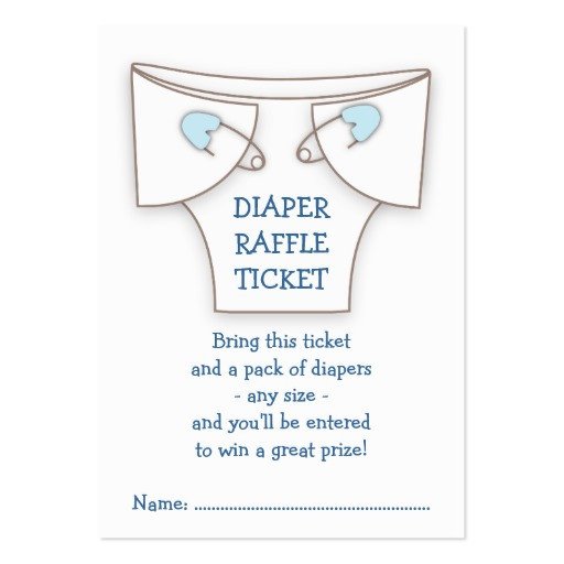 Cute Diaper w Blue Pins Baby Shower Raffle Ticket Business