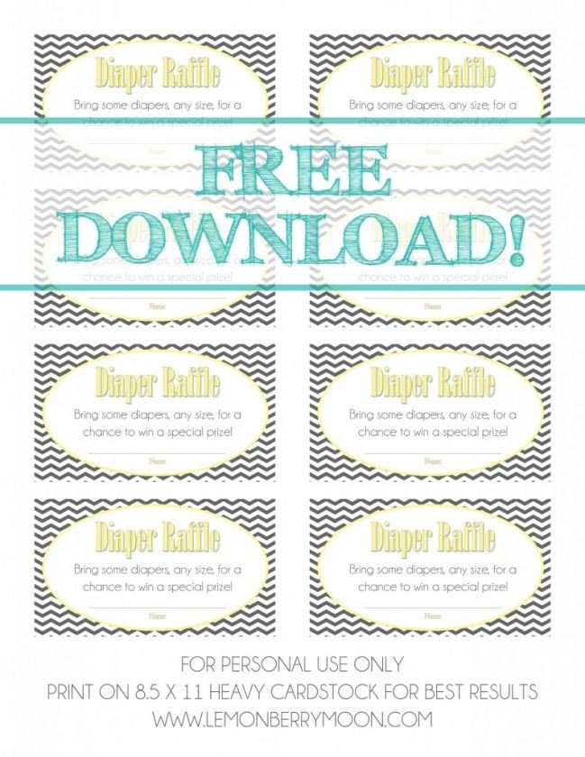 FREE DOWNLOAD Baby Shower Diaper Raffle Tickets