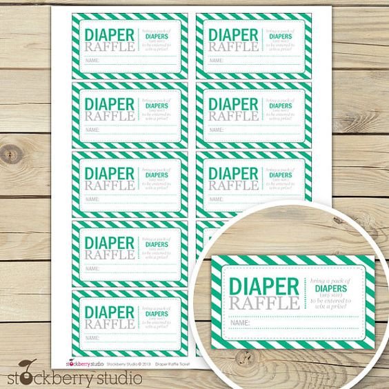 Free printable diaper raffle tickets for baby shower