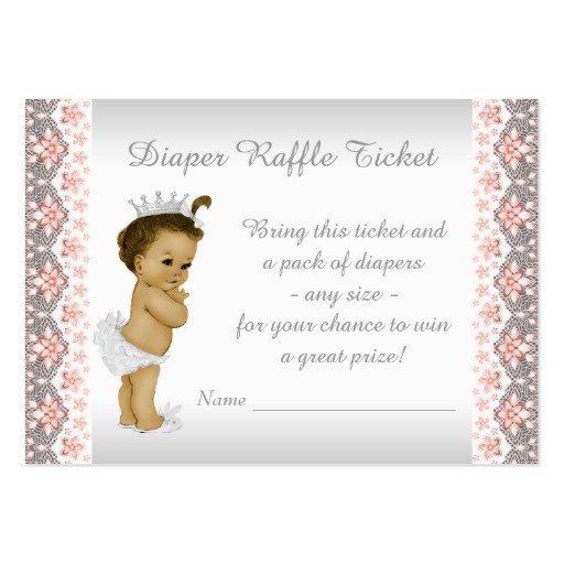Peach Princess Diaper Raffle Ticket Business Card