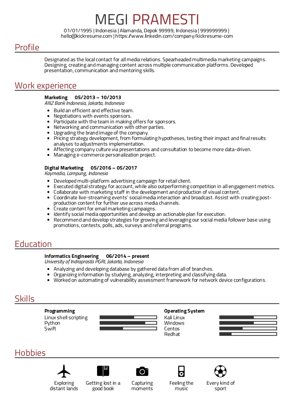 Resume Examples by Real People Digital marketing CV