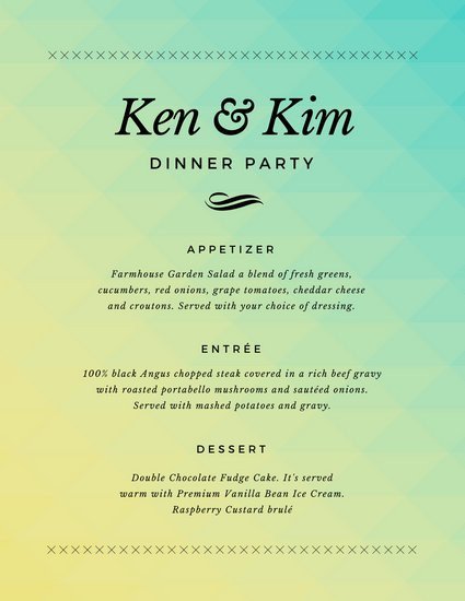 Customize 404 Dinner Party Menu templates online Canva