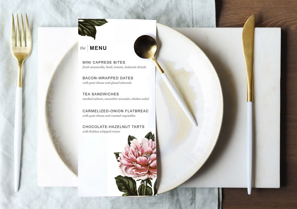 Printable Dinner Party Menu Template Design Create