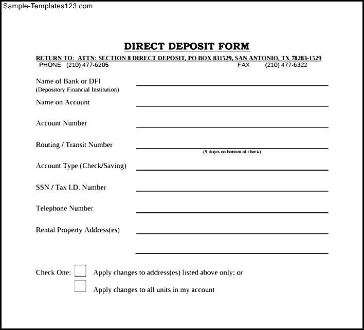 Generic Direct Deposit Form