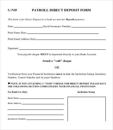 Direct Deposit Form Template 9 Free PDF Documents