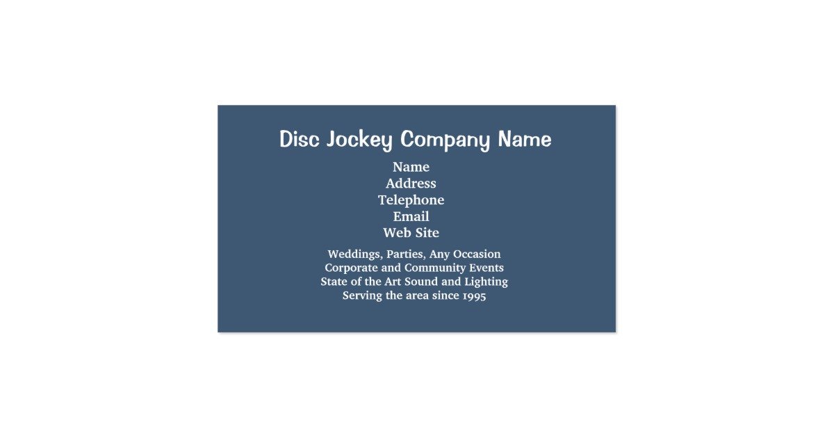 Disc Jockey Business Card