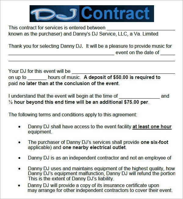 DJ Contract 20 Download Documents in PDF Google Docs