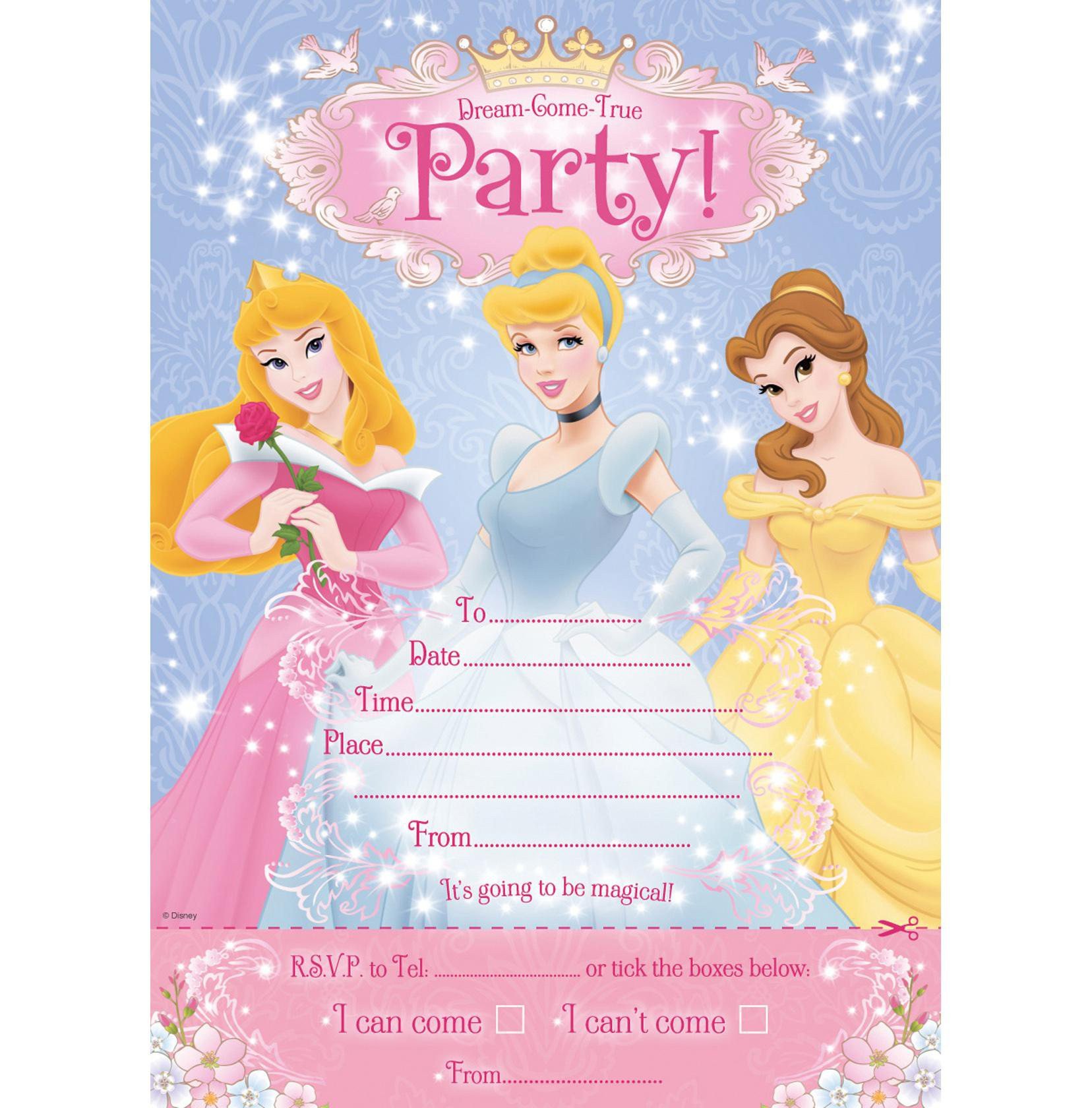 Disney princess birthday invites