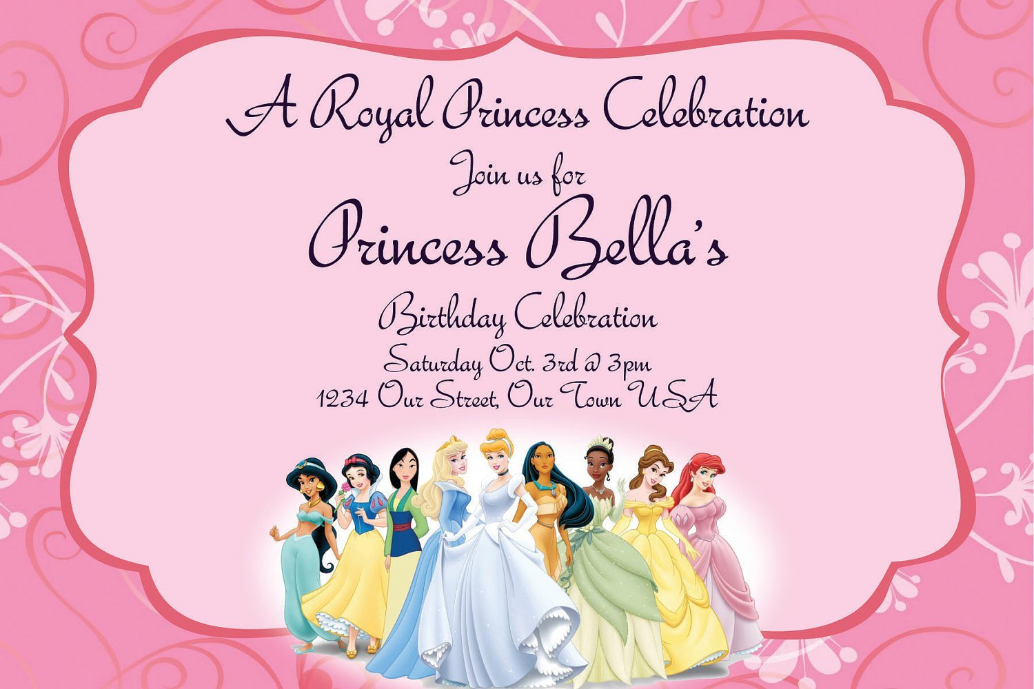 Disney Princesses Birthday Invitations Disney Princess