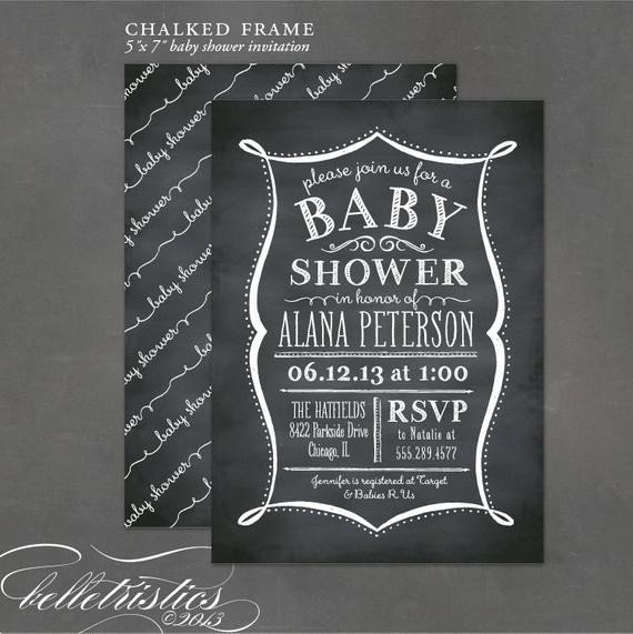 Printable Baby Shower Invitation Chalkboard by CharmPrintables