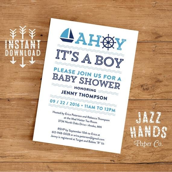 Printable Nautical Baby Shower Invitation Template