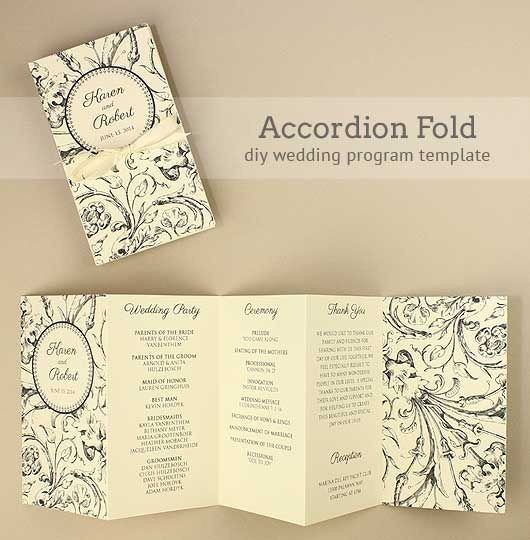 DIY Accordion Wedding Program Free template project