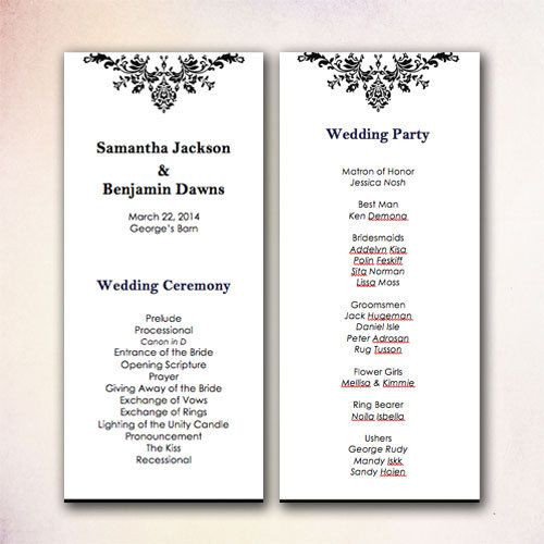 DIY Wedding Program Template Instant Download Microsoft