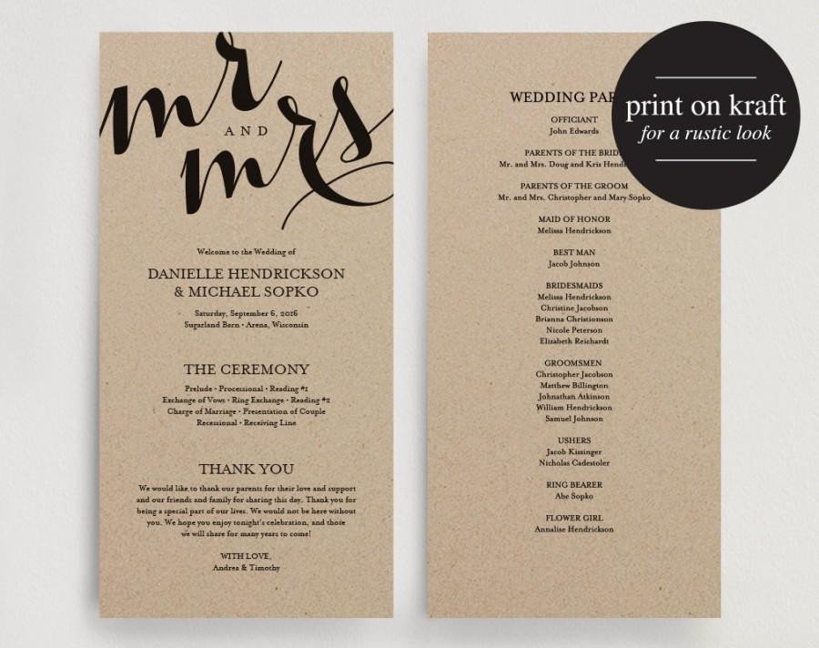 Wedding Program Printable Template Printable Program