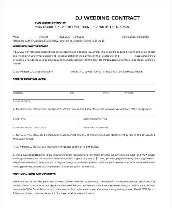 Sample DJ Contract 14 Examples in Word PDF Google