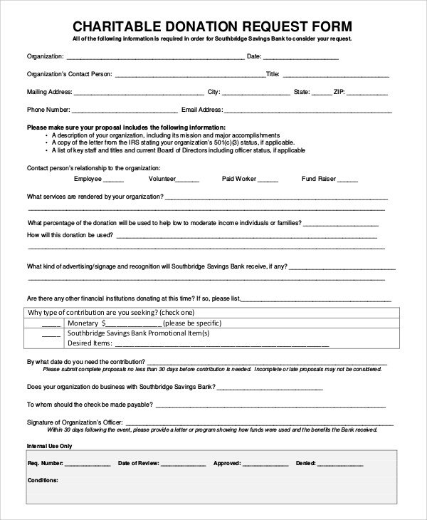 10 Sample Donation Request Forms PDF Word