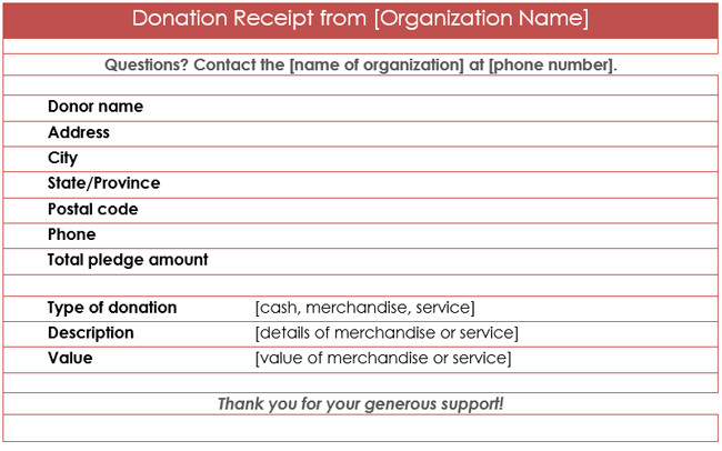 Donation Receipt Template 12 Free Samples in Word and Excel