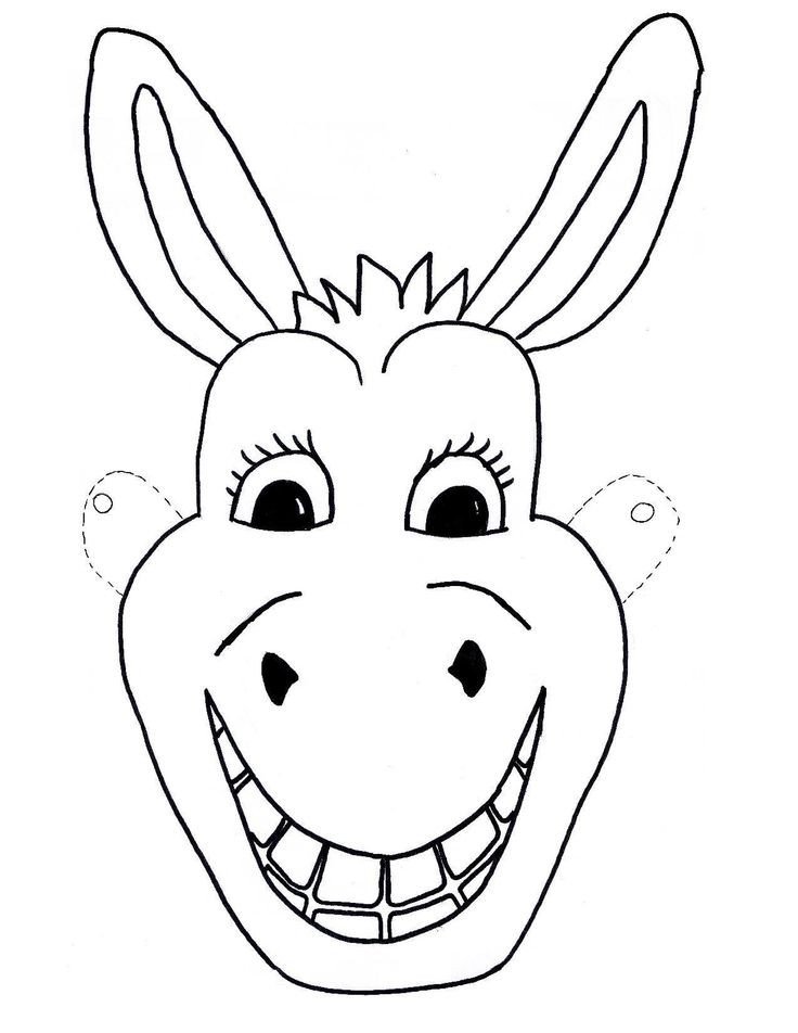 template free kids mask donkey craft children