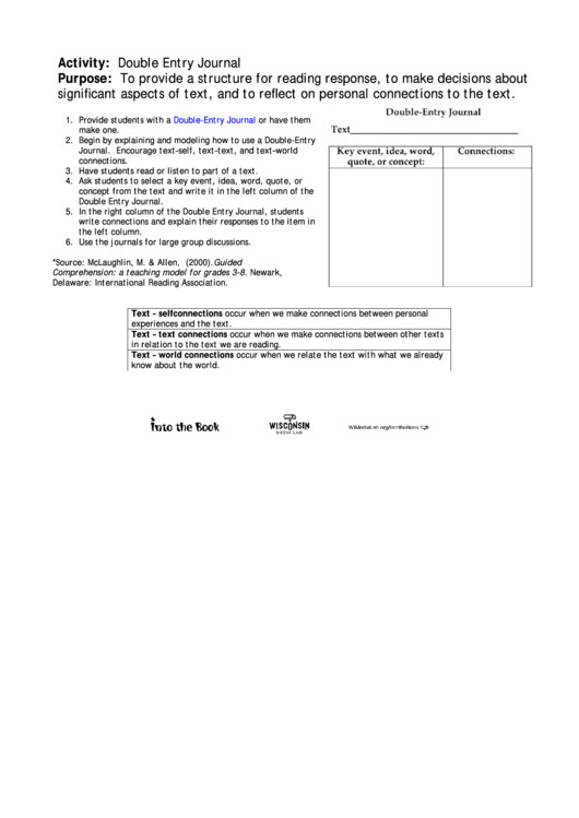 Double Entry Journal Template printable pdf